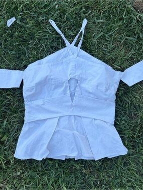 Nasty Gal White Strappy Off-Shoulder Peplum Cami